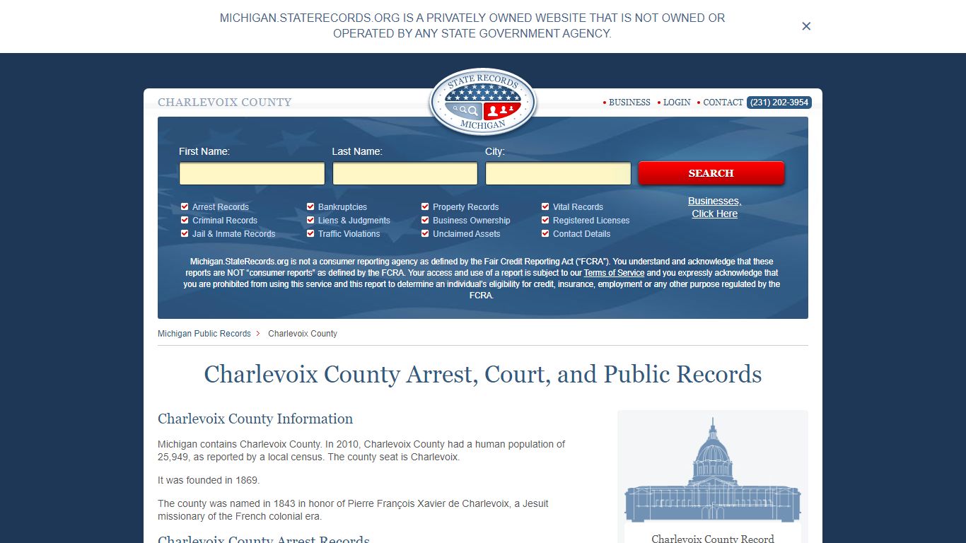 Charlevoix County Arrest, Court, and Public Records